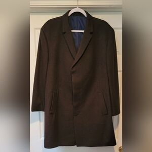 Kenneth Cole New York Men's Charcoal Gray/Black Wool Peacoat Trenchcoat Size 46R